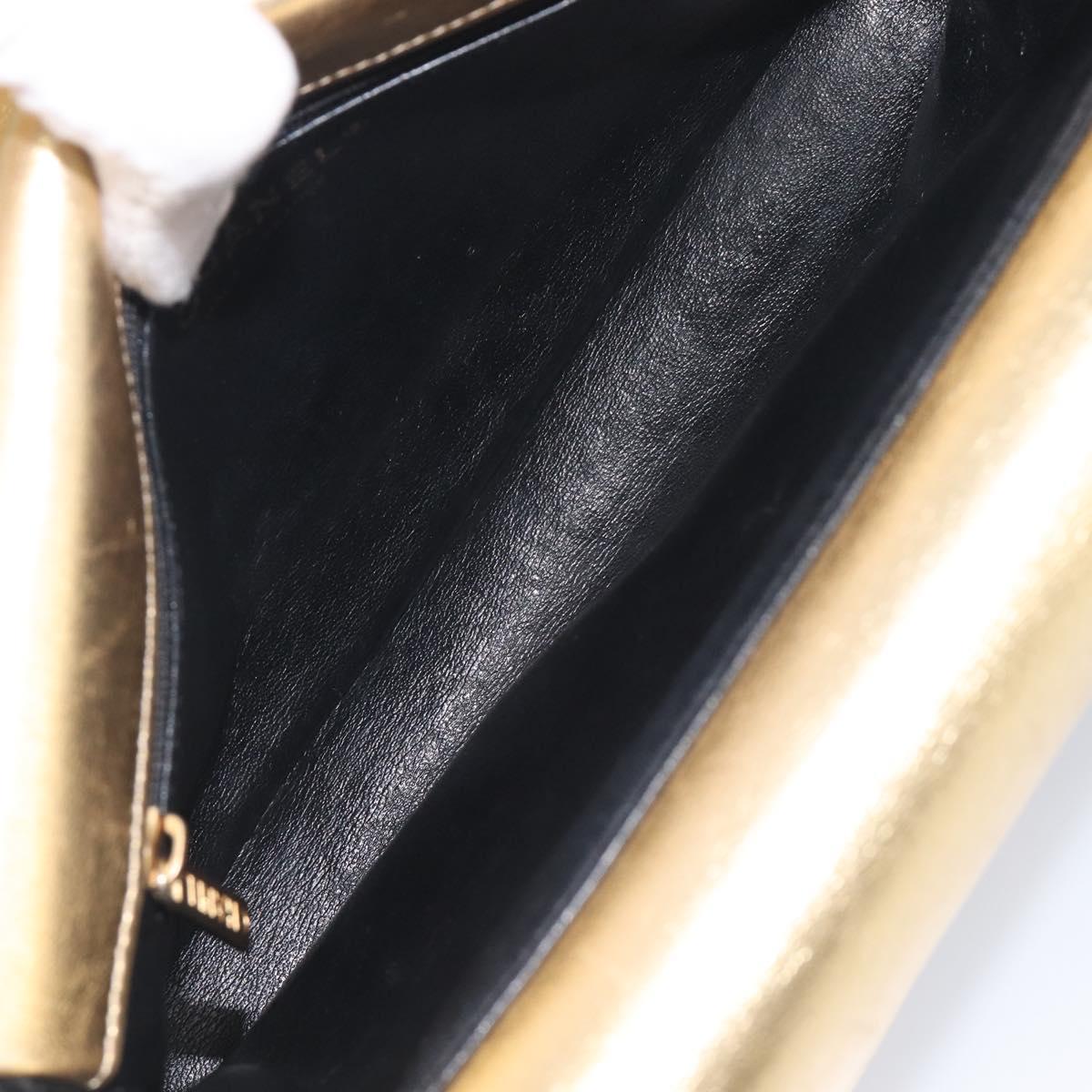 CHANEL Mini Matelasse Chain Shoulder Bag Lamb Skin Black Gold CC Auth 209002SAV