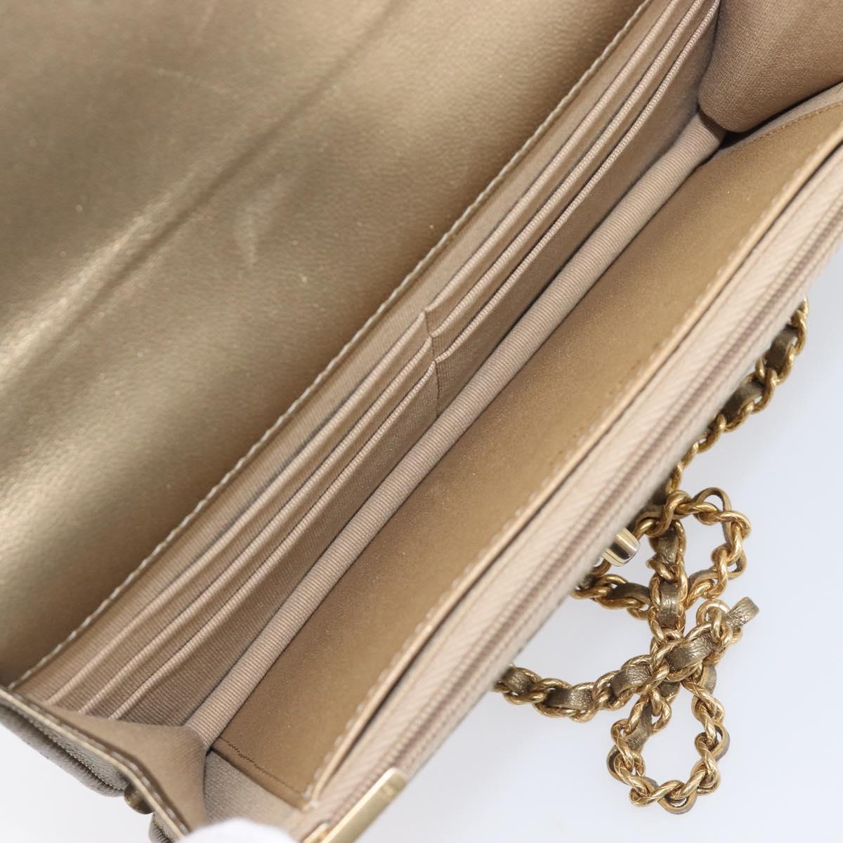 CHANEL Matelasse Chain Shoulder Bag Lamb Skin Gold CC Auth 209007M