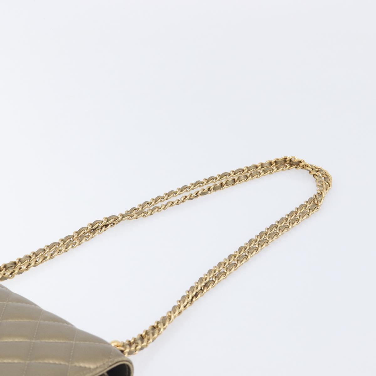 CHANEL Matelasse Chain Shoulder Bag Lamb Skin Gold CC Auth 209007M