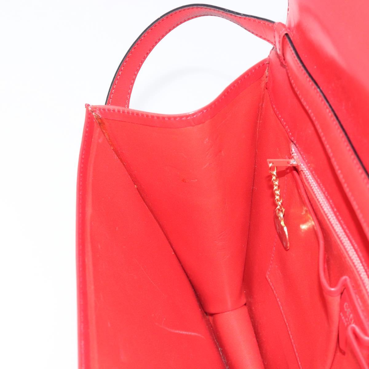 CELINE Shoulder Bag Leather Red Gold Auth 209009