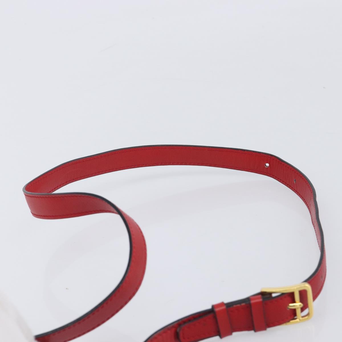 CELINE Shoulder Bag Leather Red Gold Auth 209009