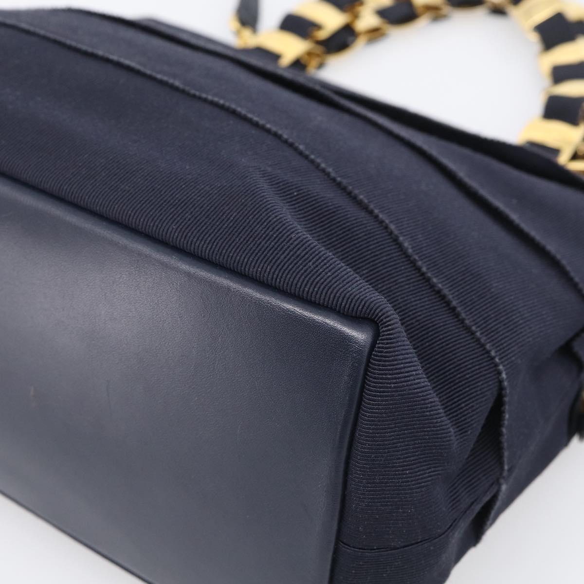 Salvatore Ferragamo Shoulder Bag Canvas 2way Navy Gold Auth 209011