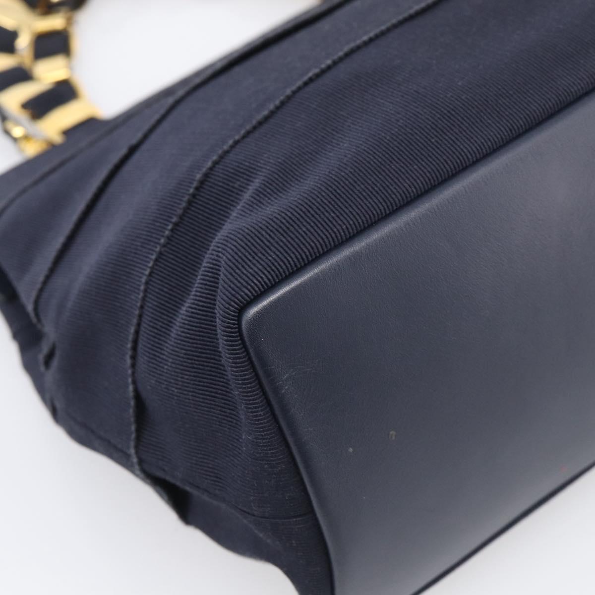 Salvatore Ferragamo Shoulder Bag Canvas 2way Navy Gold Auth 209011