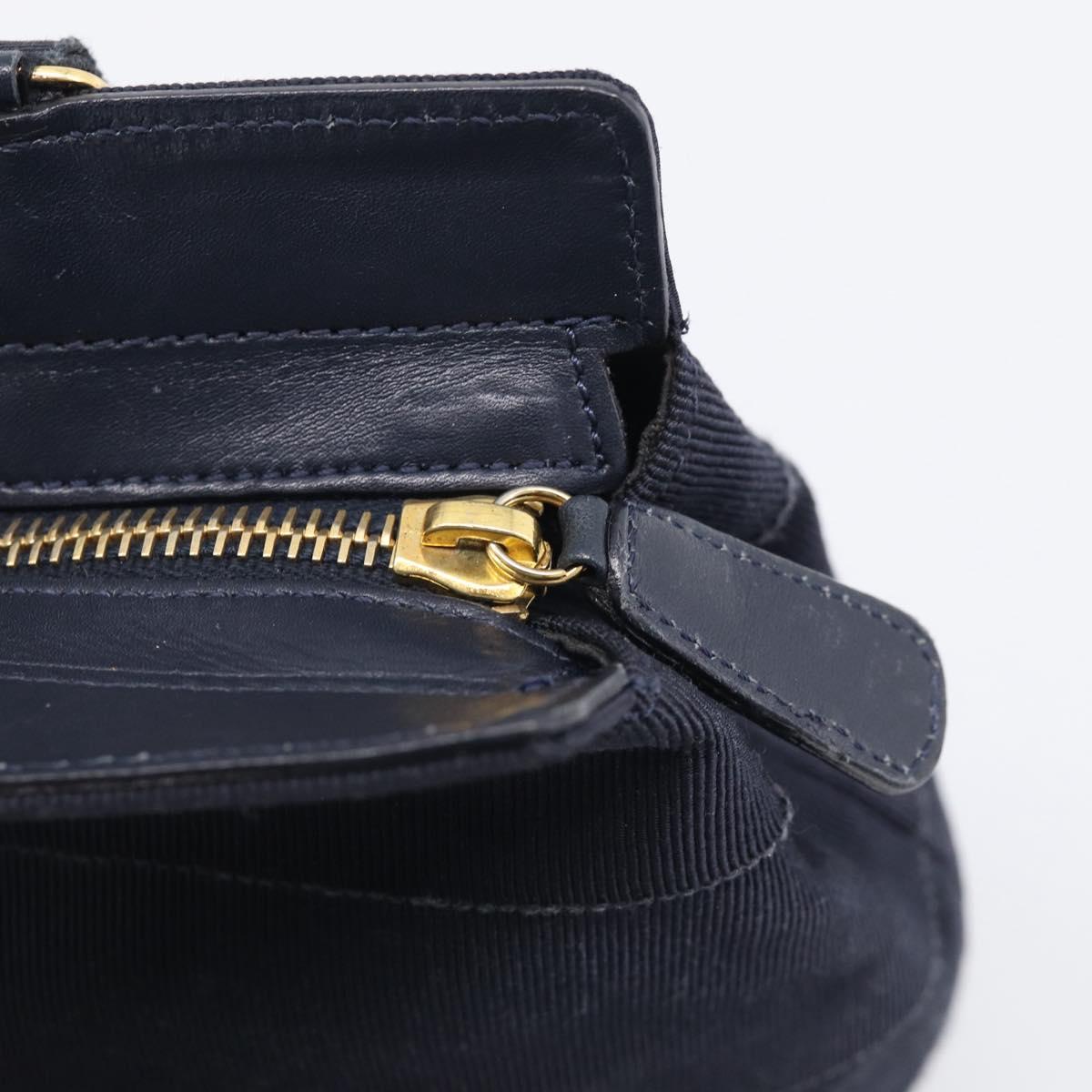 Salvatore Ferragamo Shoulder Bag Canvas 2way Navy Gold Auth 209011