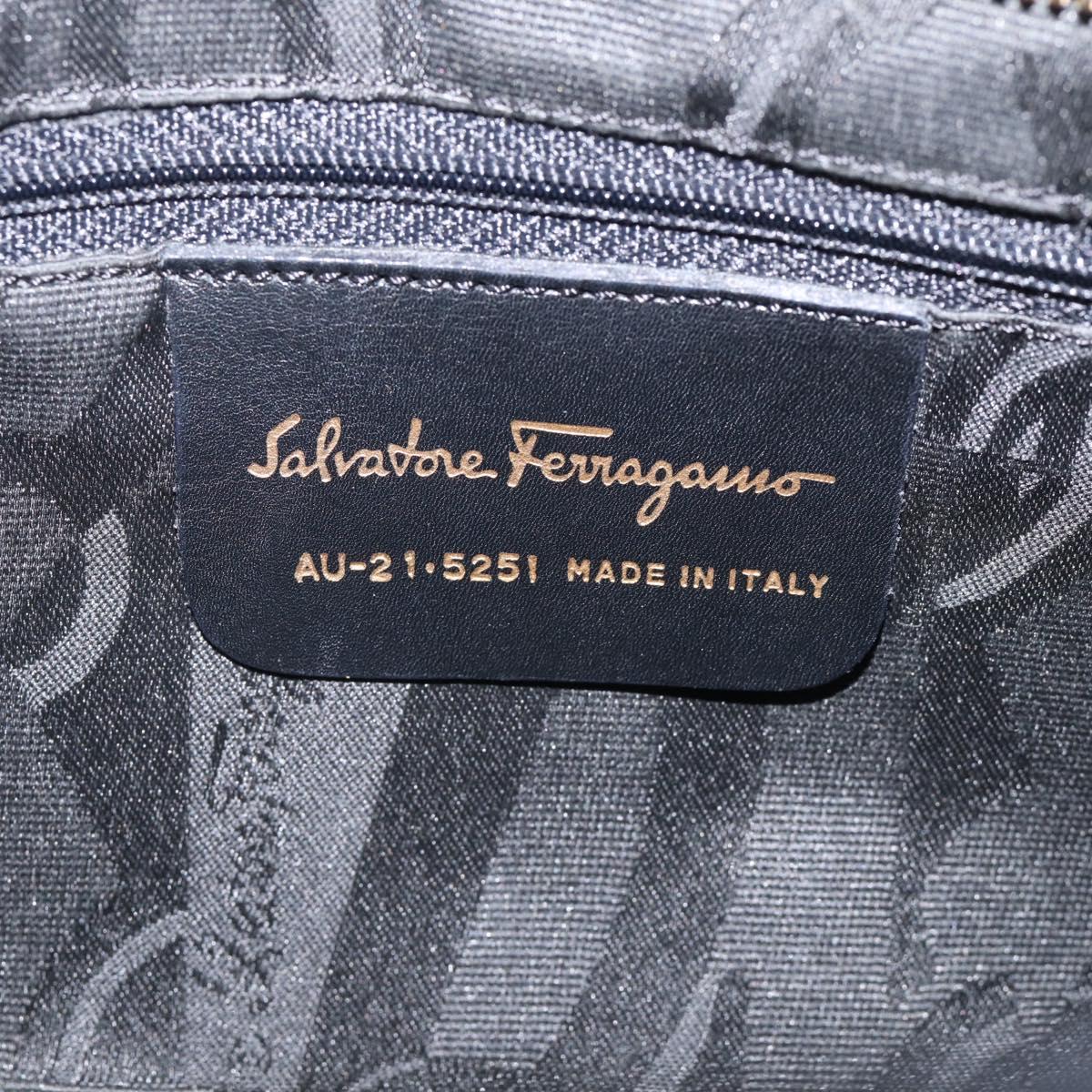 Salvatore Ferragamo Shoulder Bag Canvas 2way Navy Gold Auth 209011