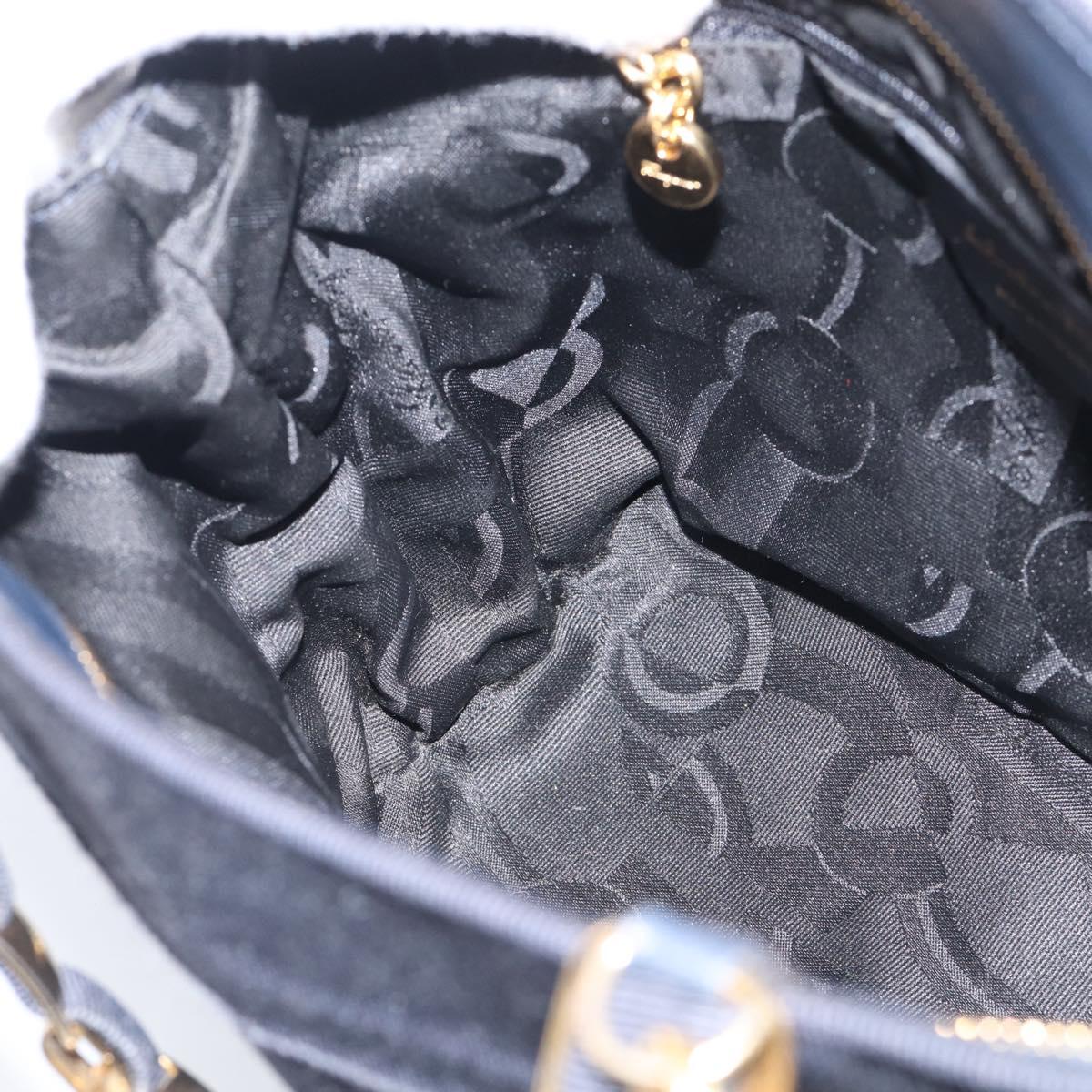 Salvatore Ferragamo Shoulder Bag Canvas 2way Navy Gold Auth 209011