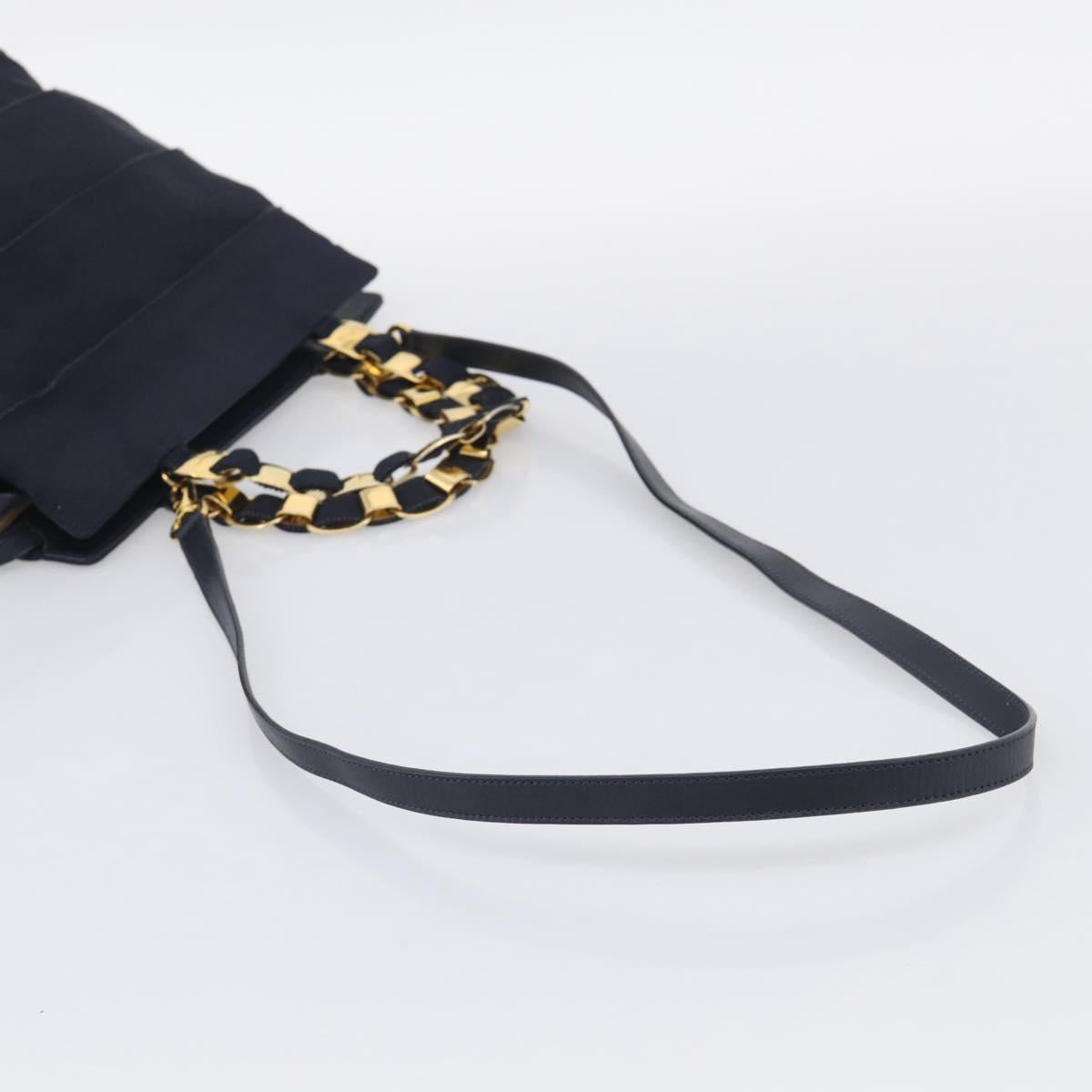 Salvatore Ferragamo Shoulder Bag Canvas 2way Navy Gold Auth 209011