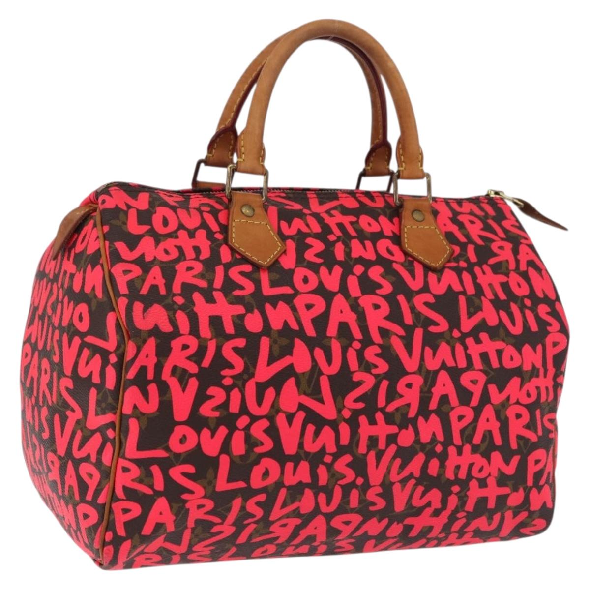 LOUIS VUITTON Monogram Graffiti Speedy 30 Hand Bag Pink M93704 LV Auth 209036SAM
