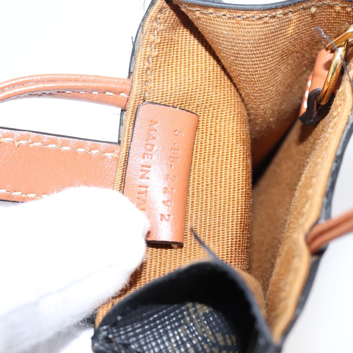 CELINE Macadam Canvas Triomphe Bag Charm PVC Brown Gold Auth 209038M