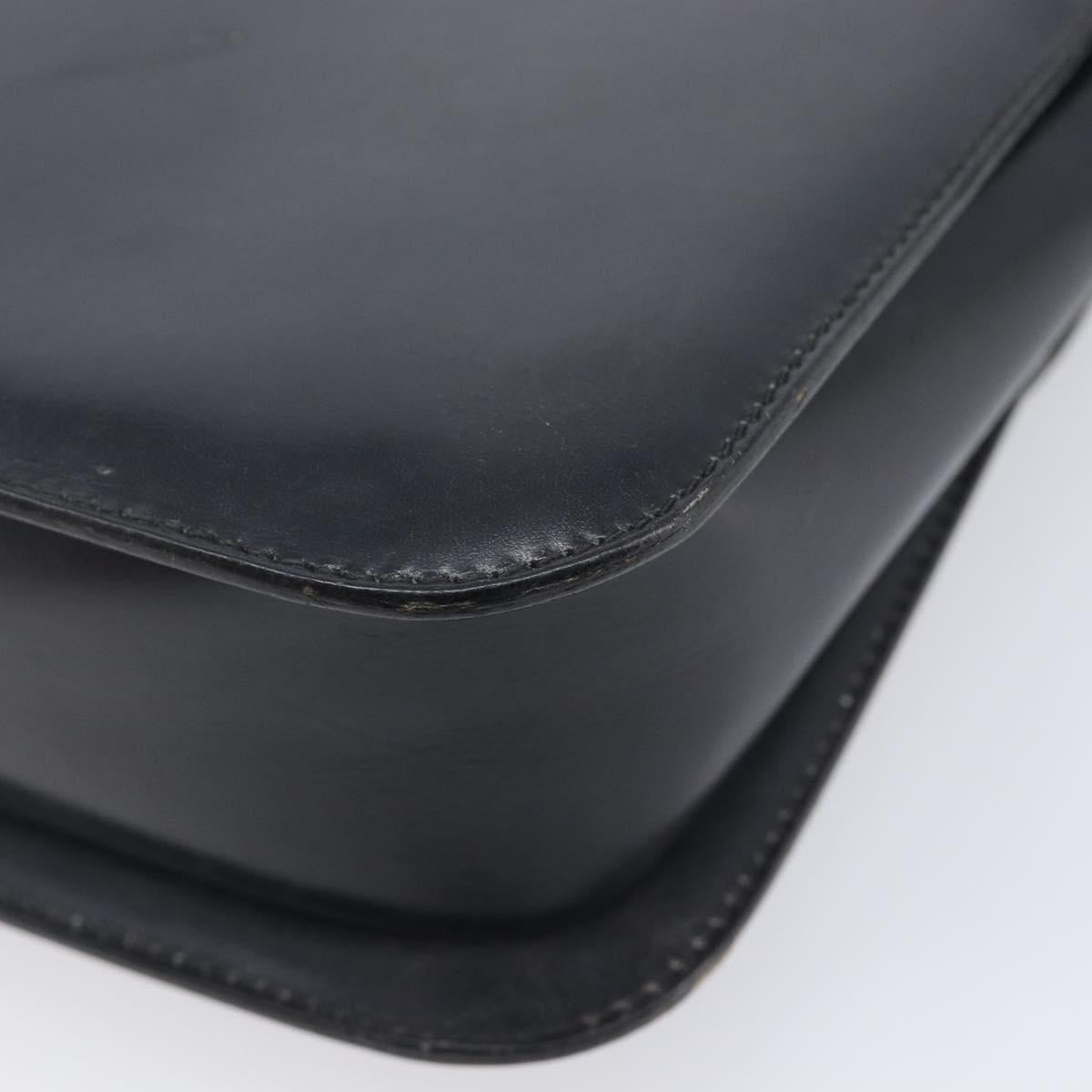 CELINE Shoulder Bag Leather Black Gold Auth 209039