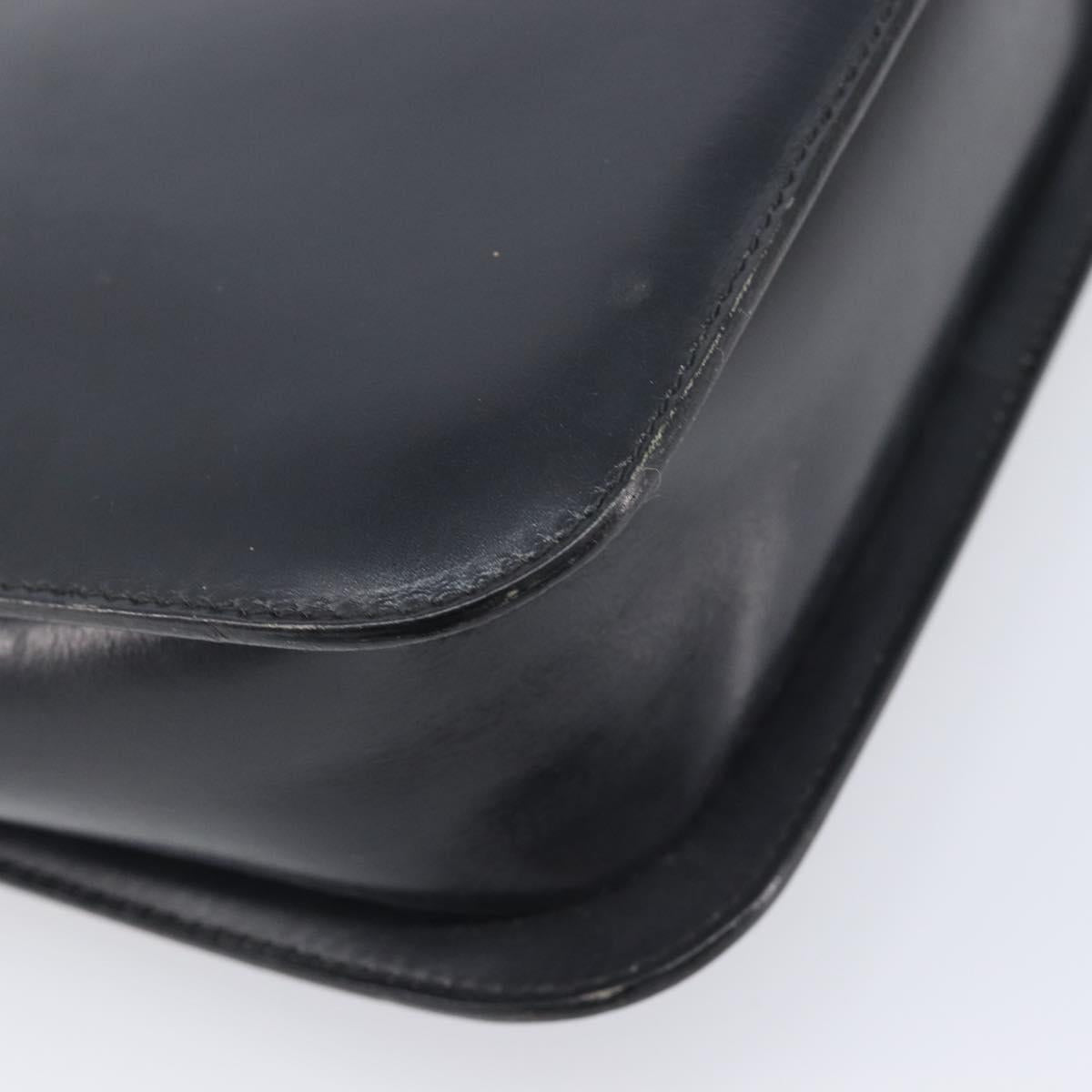 CELINE Shoulder Bag Leather Black Gold Auth 209039