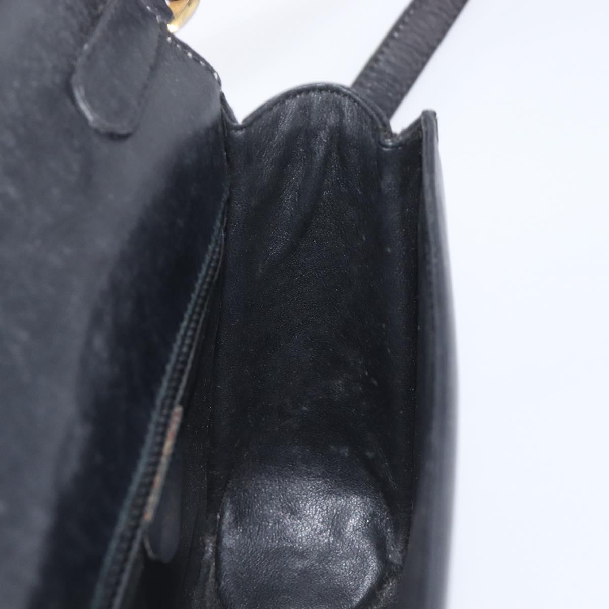 CELINE Shoulder Bag Leather Black Gold Auth 209039