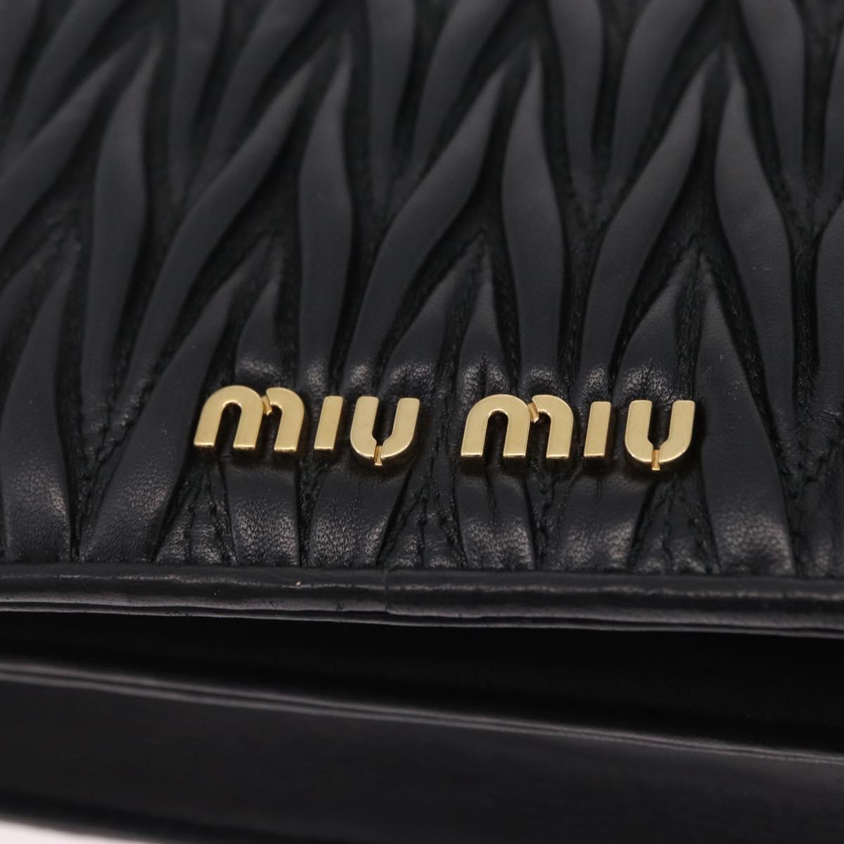 Miu Miu Chain Shoulder Bag Leather Black Gold Auth 209040SAM
