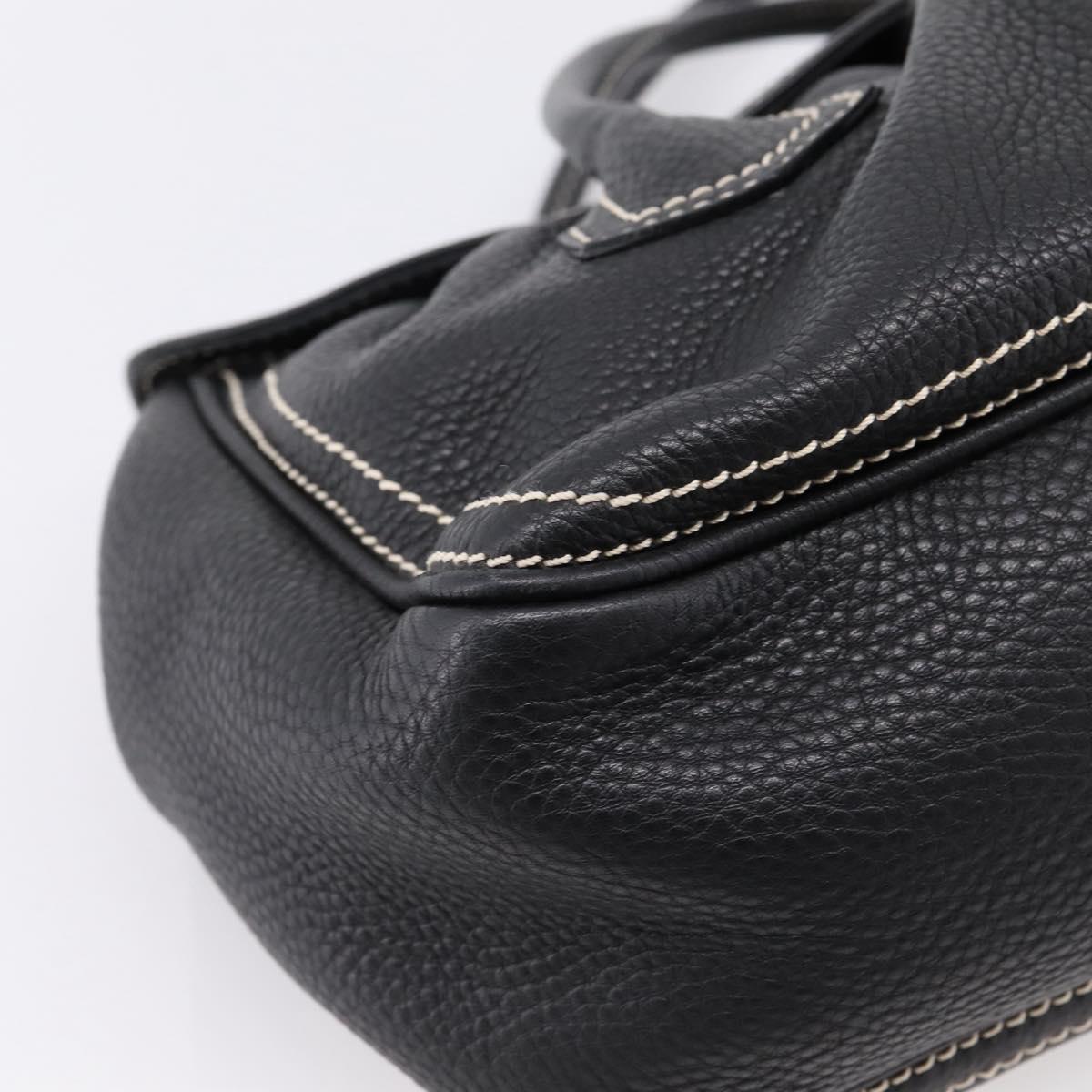 CELINE Shoulder Bag Leather Black Gold Tone Auth 209061V