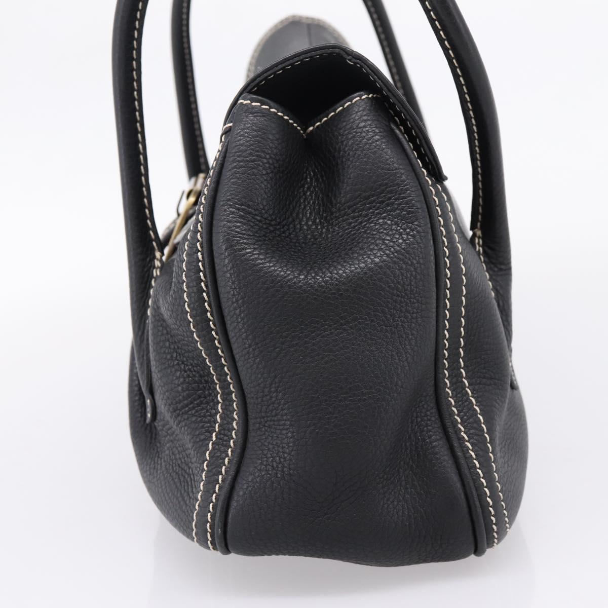 CELINE Shoulder Bag Leather Black Gold Tone Auth 209061V