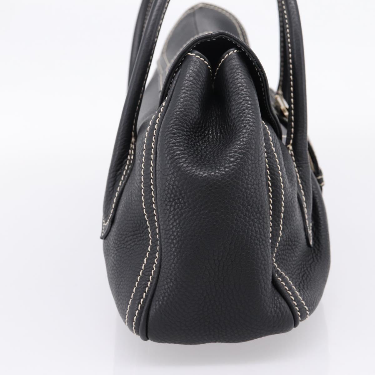 CELINE Shoulder Bag Leather Black Gold Tone Auth 209061V