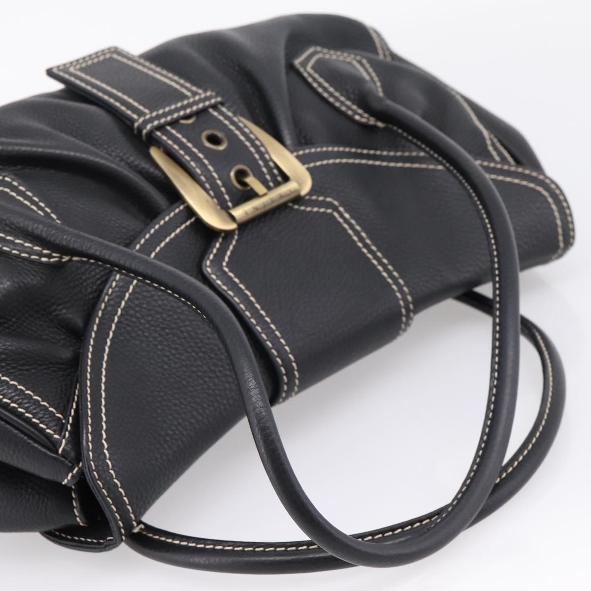 CELINE Shoulder Bag Leather Black Gold Tone Auth 209061V