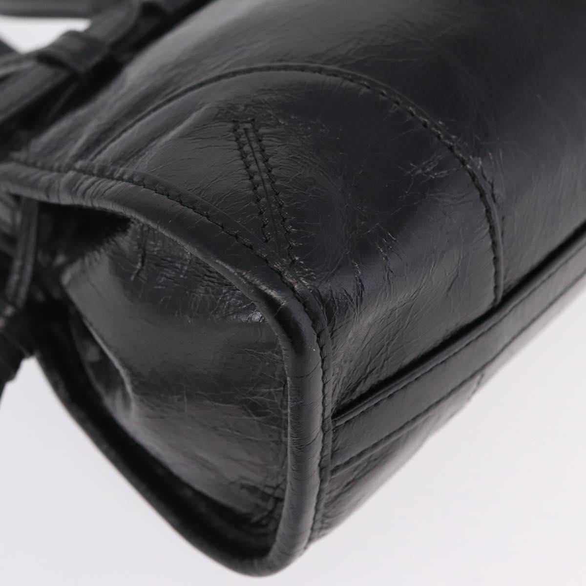 PRADA Bonnie Hand Bag Leather Black Gold Tone Auth 209063SAM