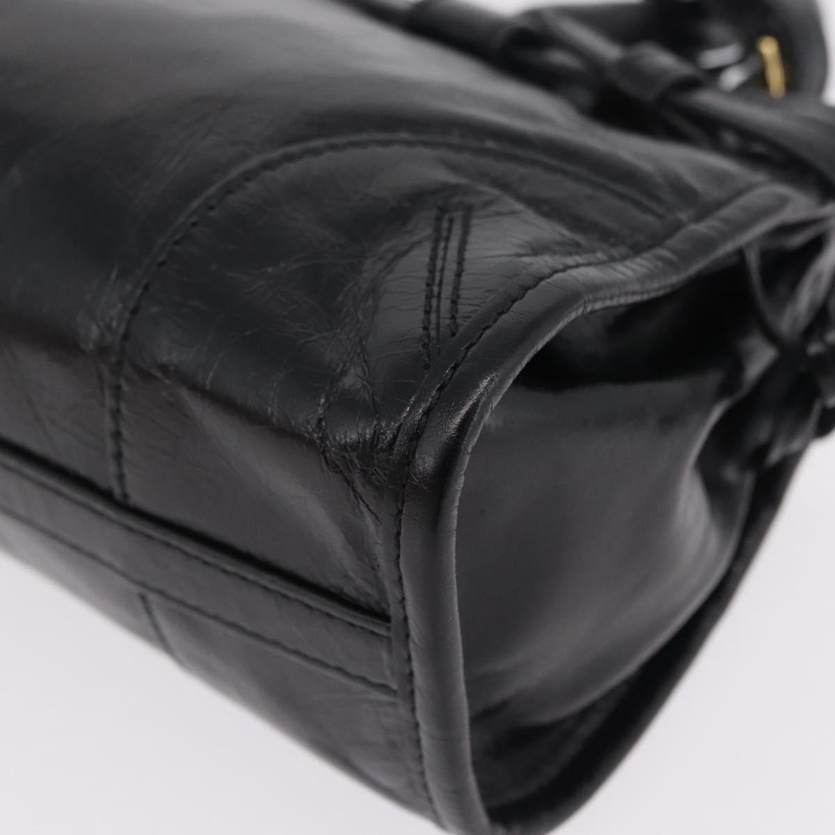 PRADA Bonnie Hand Bag Leather Black Gold Tone Auth 209063SAM