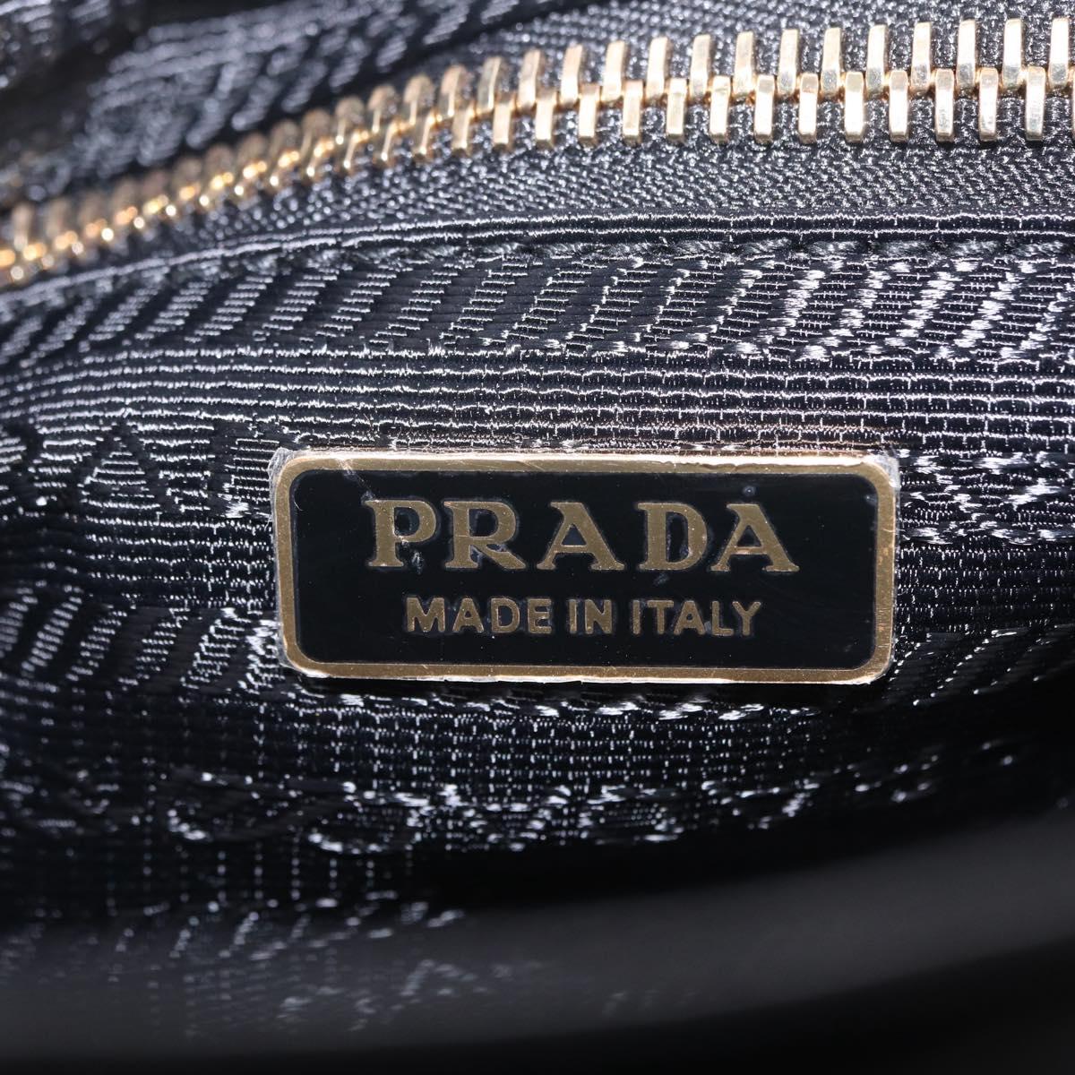 PRADA Bonnie Hand Bag Leather Black Gold Tone Auth 209063SAM