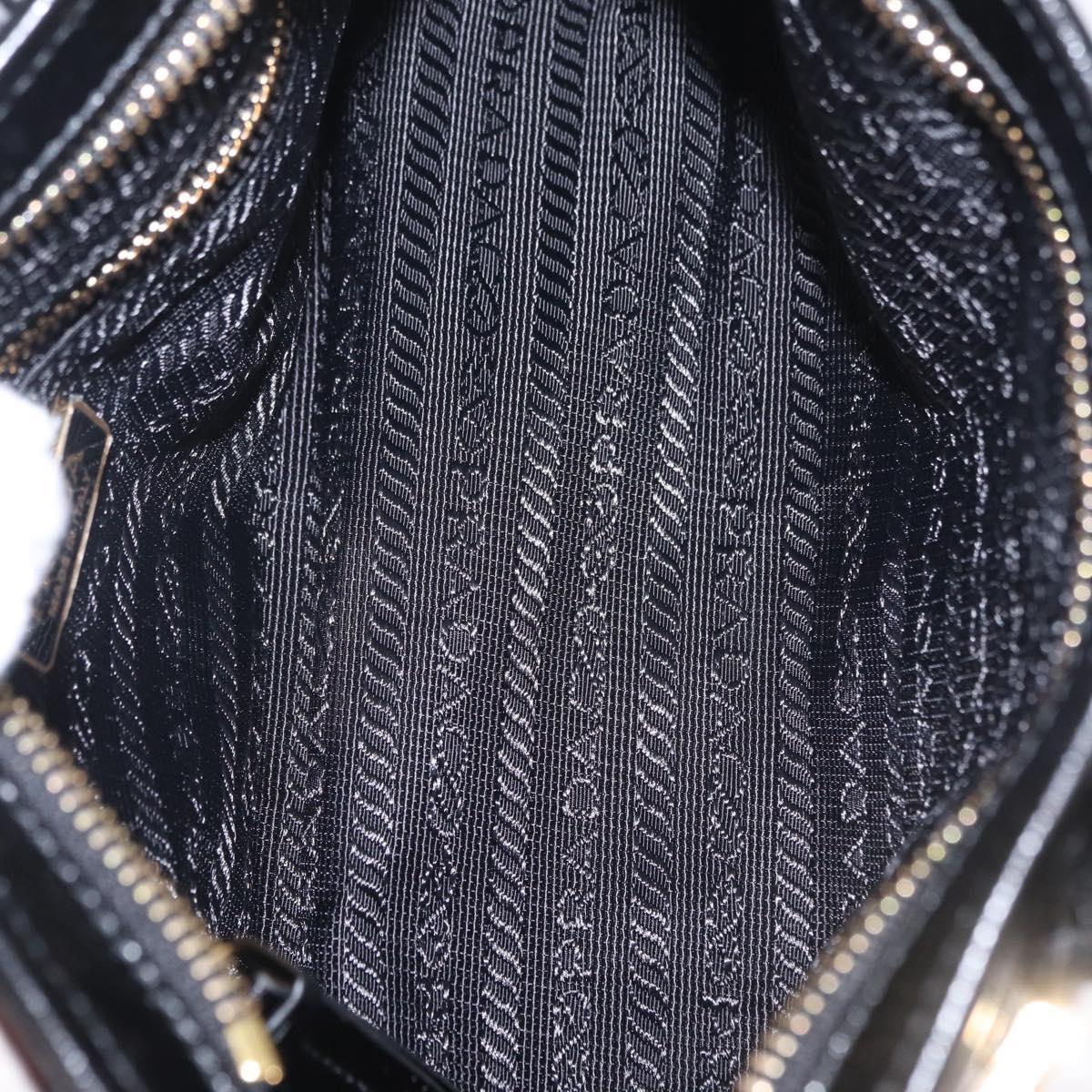 PRADA Bonnie Hand Bag Leather Black Gold Tone Auth 209063SAM