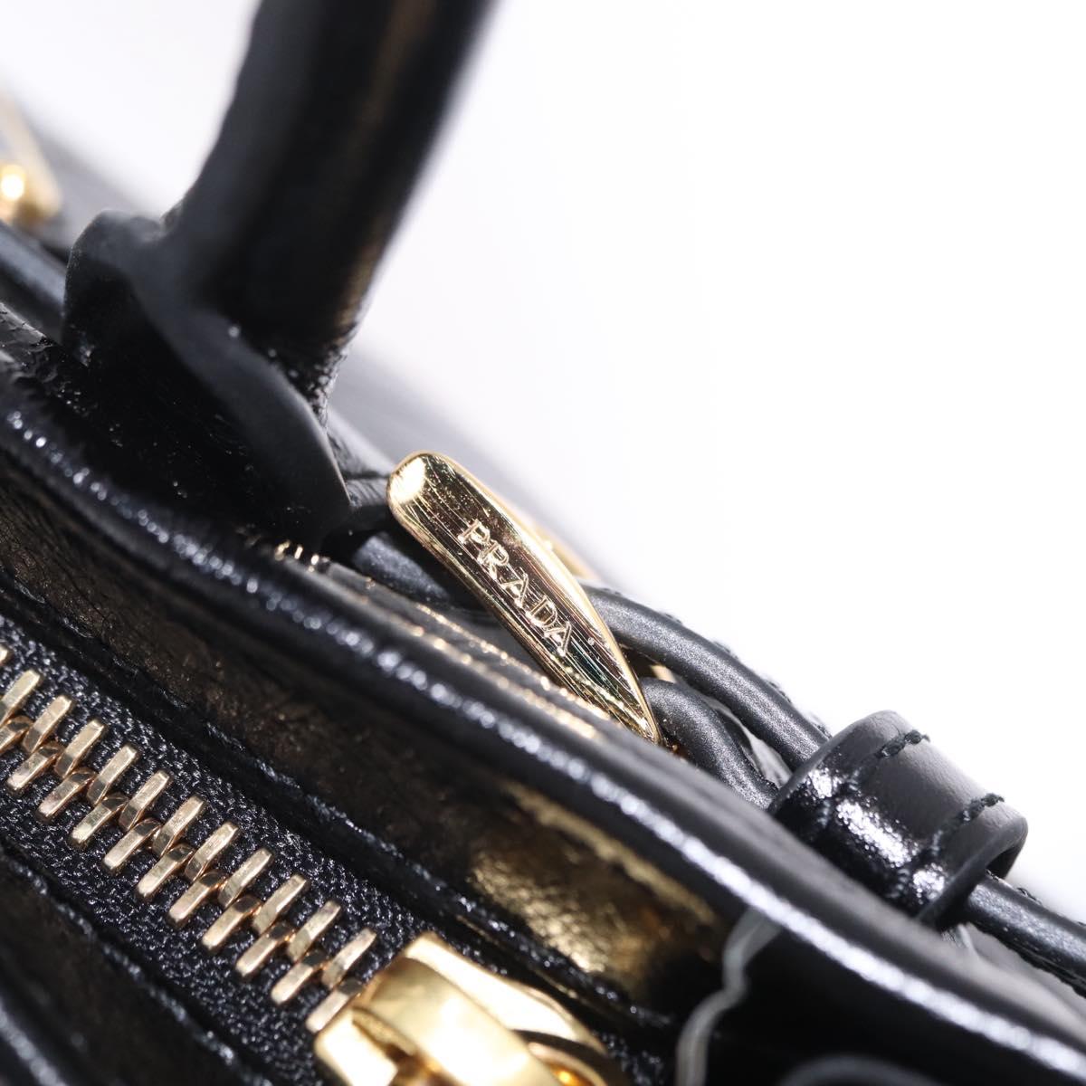 PRADA Bonnie Hand Bag Leather Black Gold Tone Auth 209063SAM