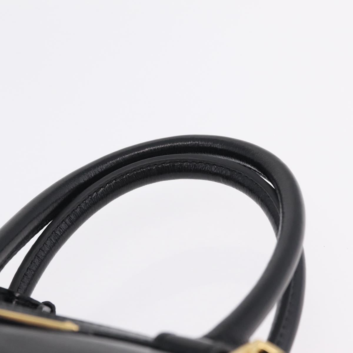 PRADA Bonnie Hand Bag Leather Black Gold Tone Auth 209063SAM