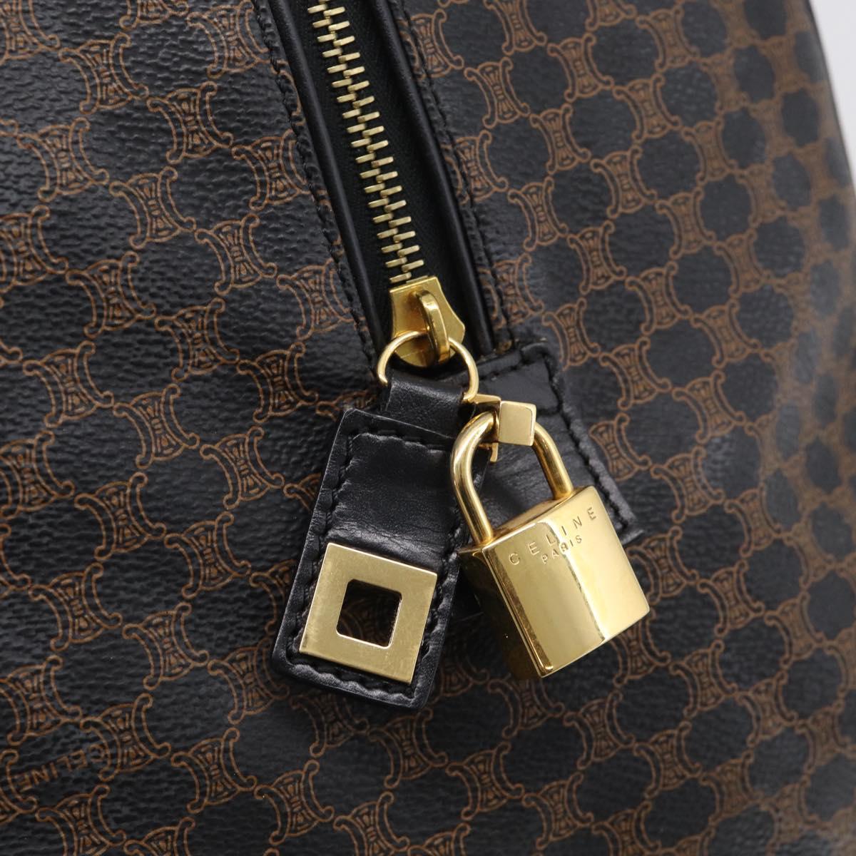 CELINE Macadam Boston Bag PVC Black Gold Tone Auth 209064V