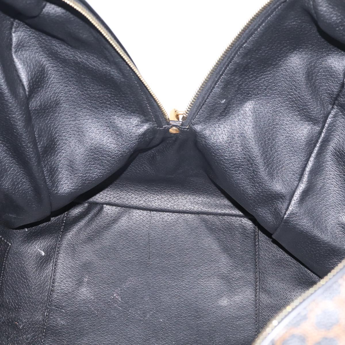 CELINE Macadam Boston Bag PVC Black Gold Tone Auth 209064V