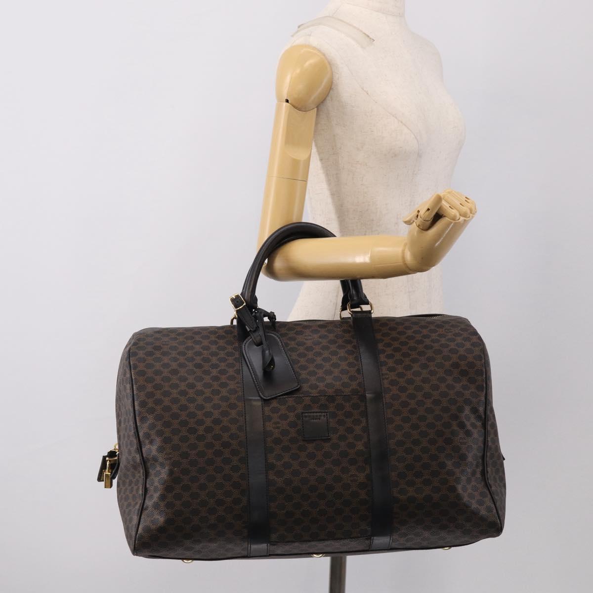 CELINE Macadam Boston Bag PVC Black Gold Tone Auth 209064V