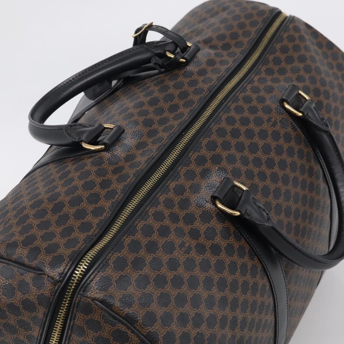 CELINE Macadam Boston Bag PVC Black Gold Tone Auth 209064V