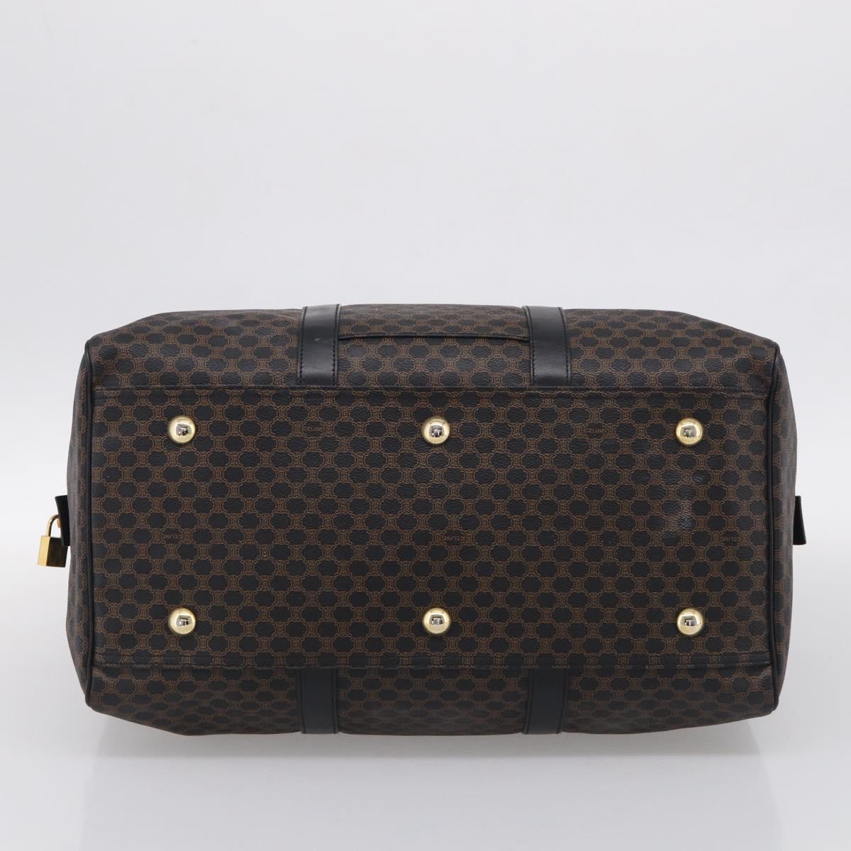 CELINE Macadam Boston Bag PVC Black Gold Tone Auth 209064V