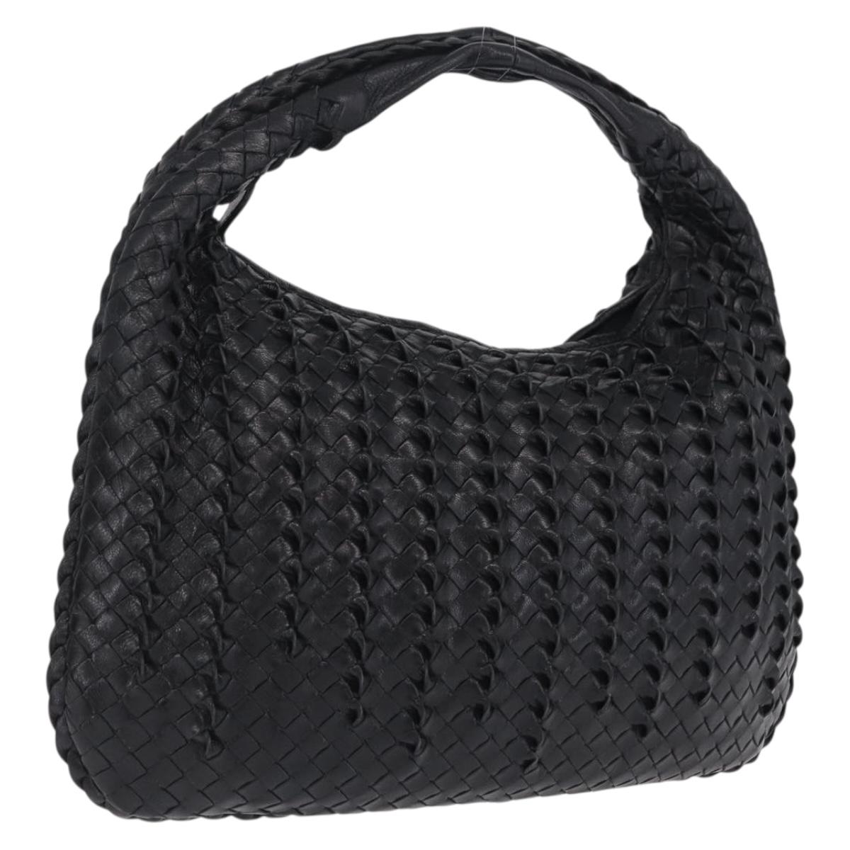 Bottega Veneta INTRECCIATO Hobo Shoulder Bag Leather Black 115653 Auth 209066SAV