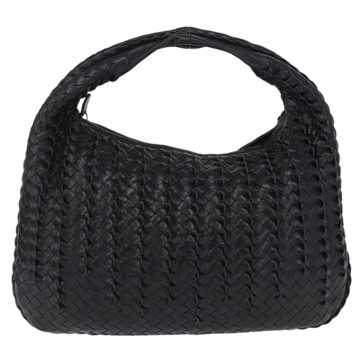 Bottega Veneta INTRECCIATO Hobo Shoulder Bag Leather Black 115653 Auth 209066SAV