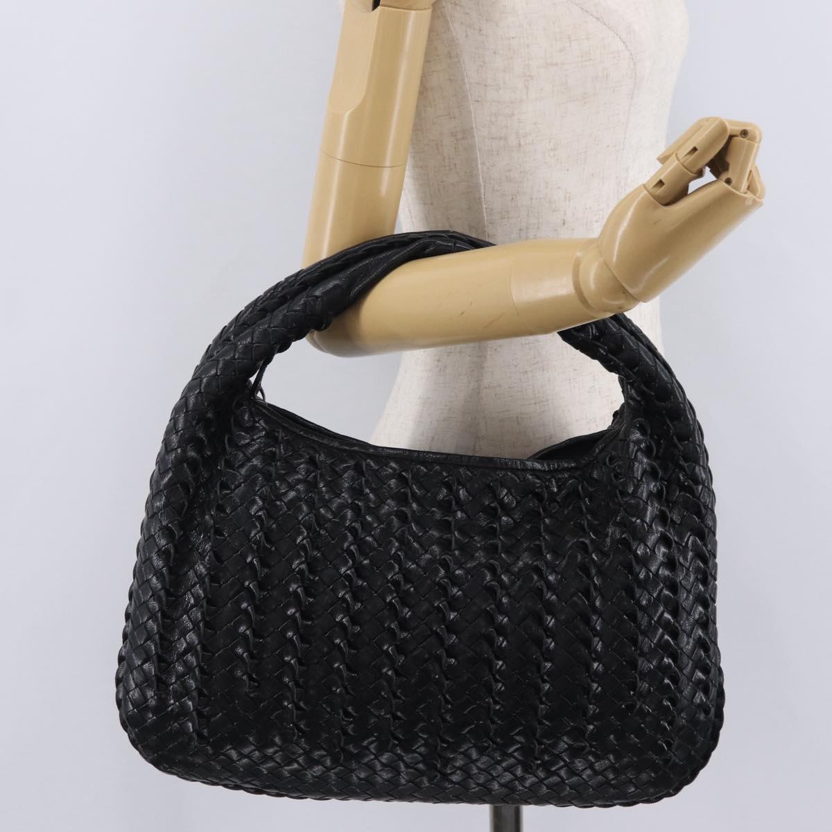 Bottega Veneta INTRECCIATO Hobo Shoulder Bag Leather Black 115653 Auth 209066SAV