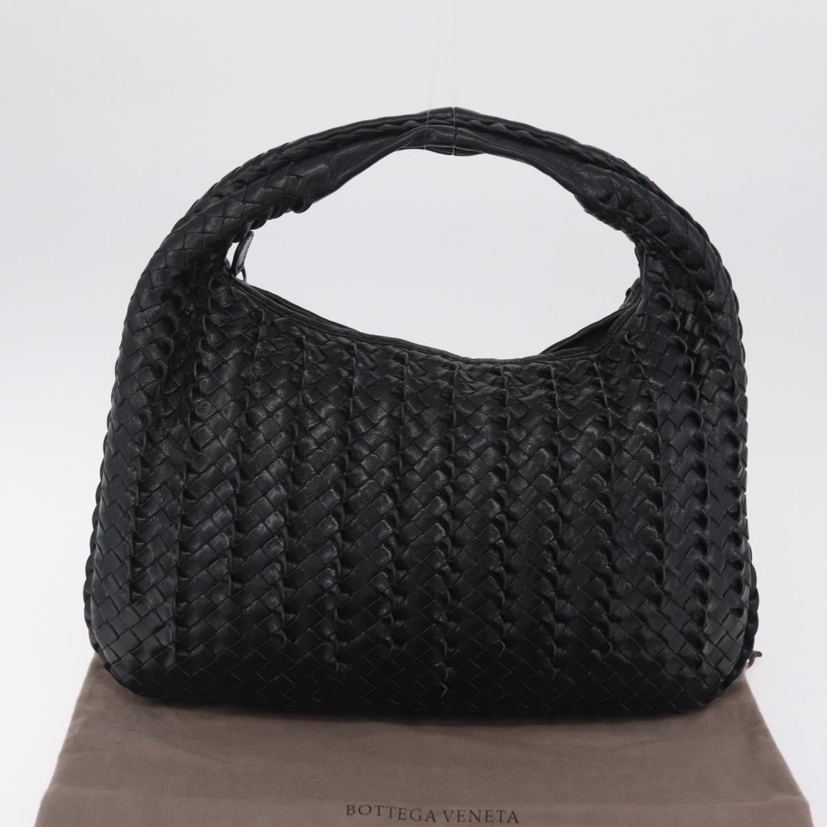 Bottega Veneta INTRECCIATO Hobo Shoulder Bag Leather Black 115653 Auth 209066SAV