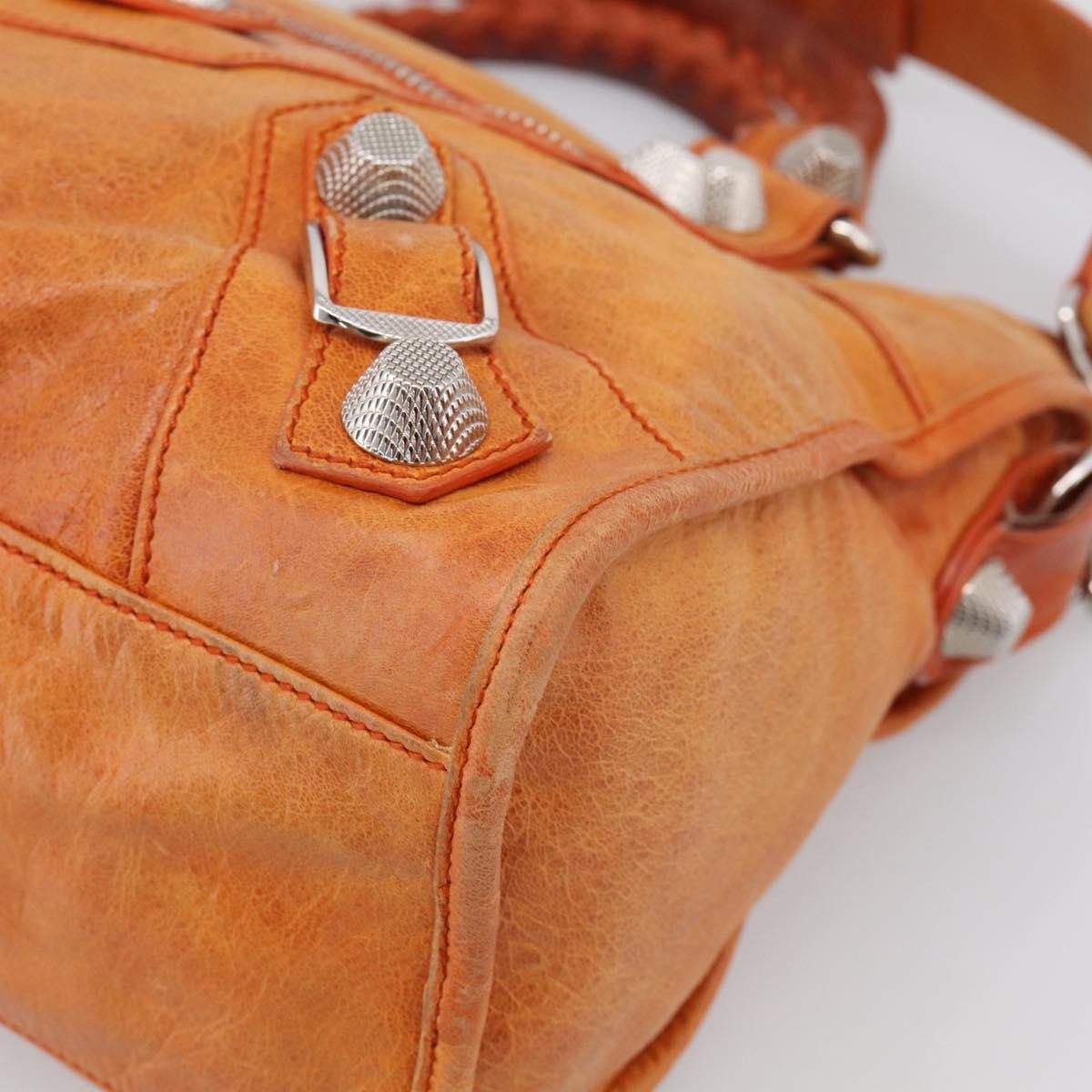 Balenciaga The Giant City Hand Bag Leather 2way Orange 173084 Auth 209082A