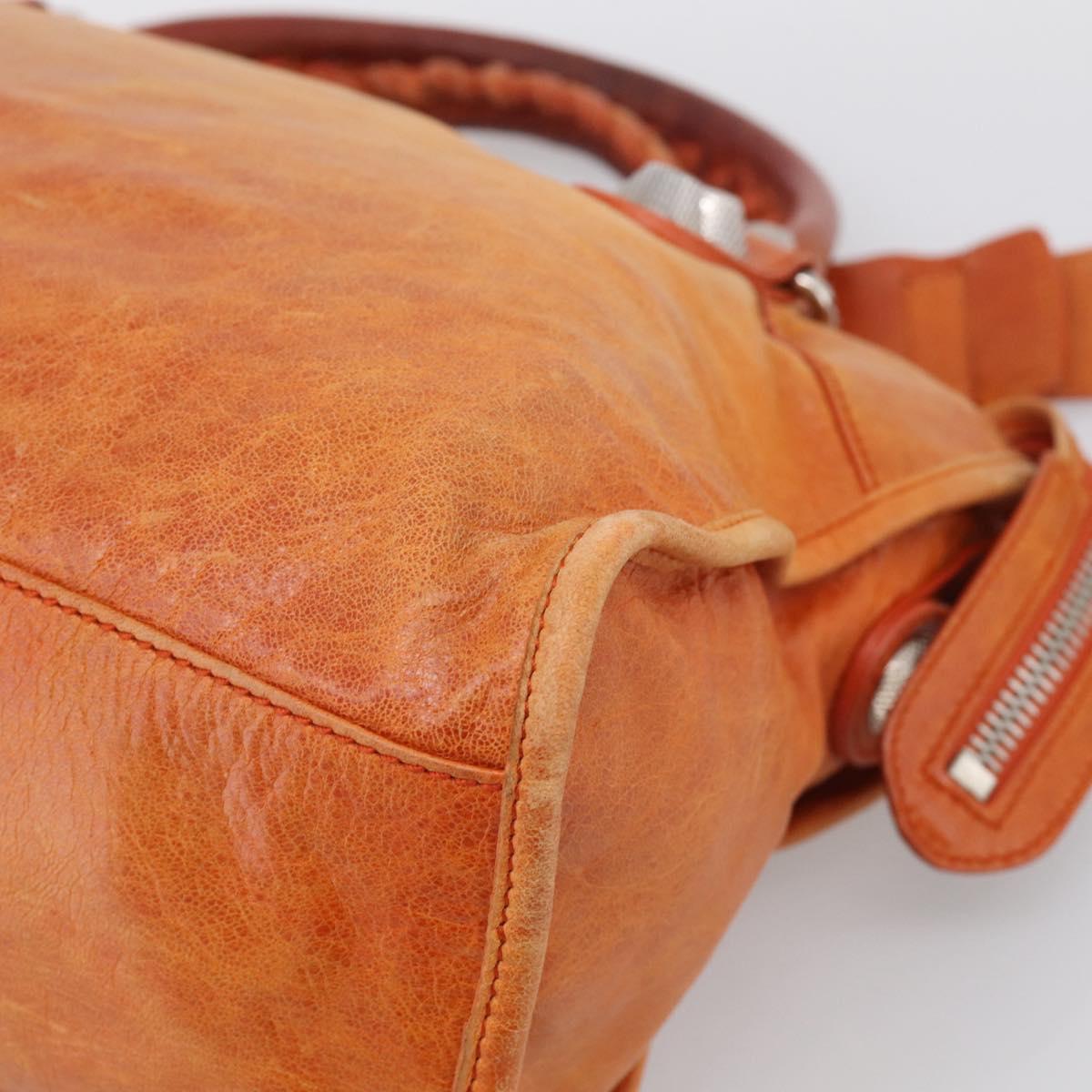 Balenciaga The Giant City Hand Bag Leather 2way Orange 173084 Auth 209082A