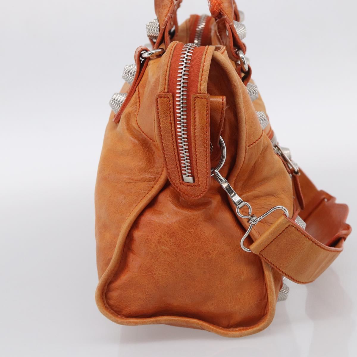 Balenciaga The Giant City Hand Bag Leather 2way Orange 173084 Auth 209082A