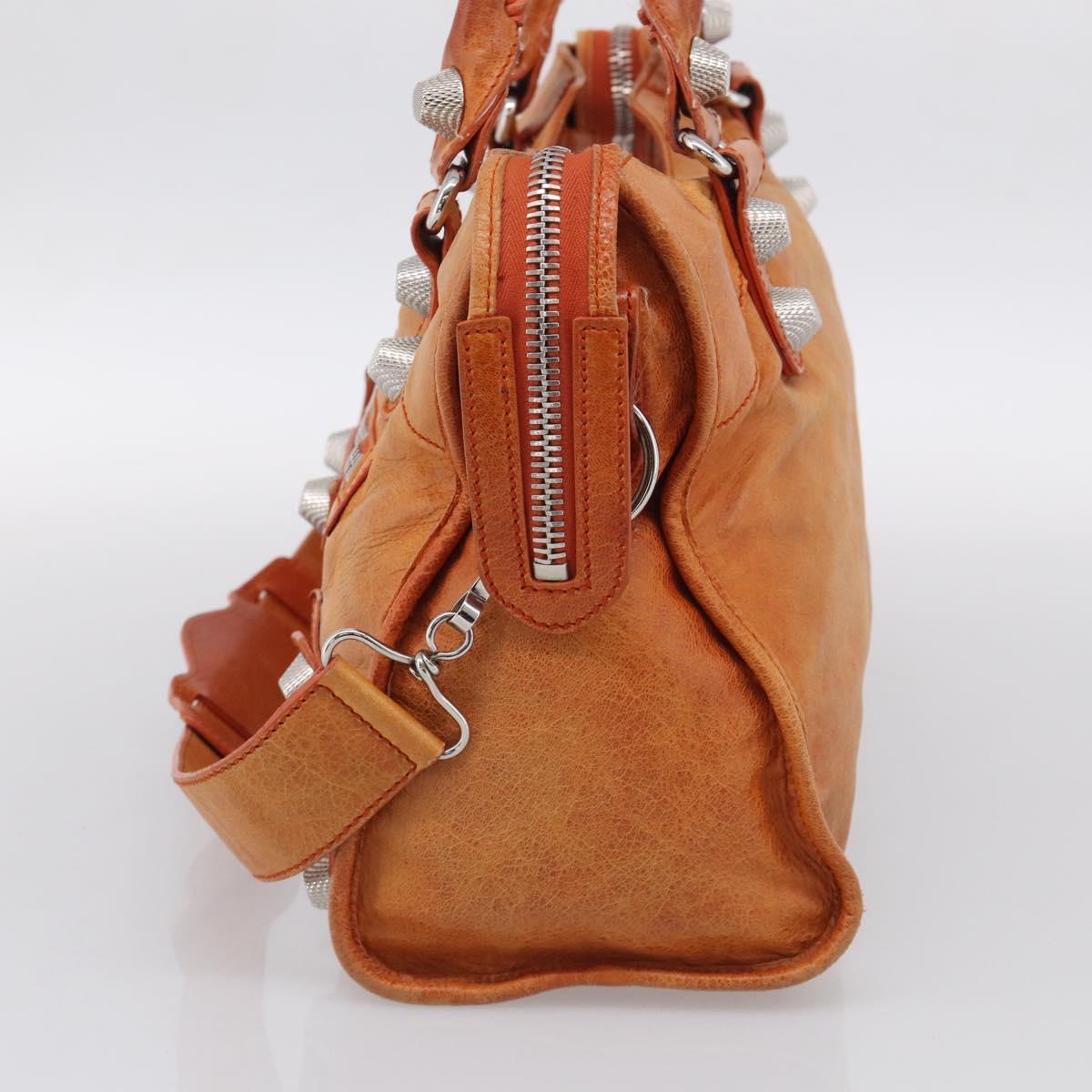 Balenciaga The Giant City Hand Bag Leather 2way Orange 173084 Auth 209082A
