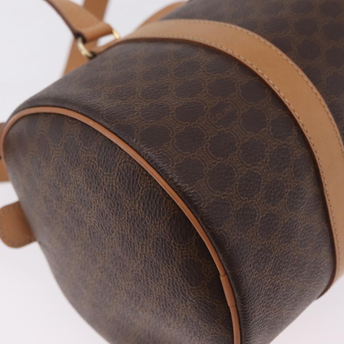 CELINE Macadam Hand Bag PVC Brown Gold Tone Auth 209086A