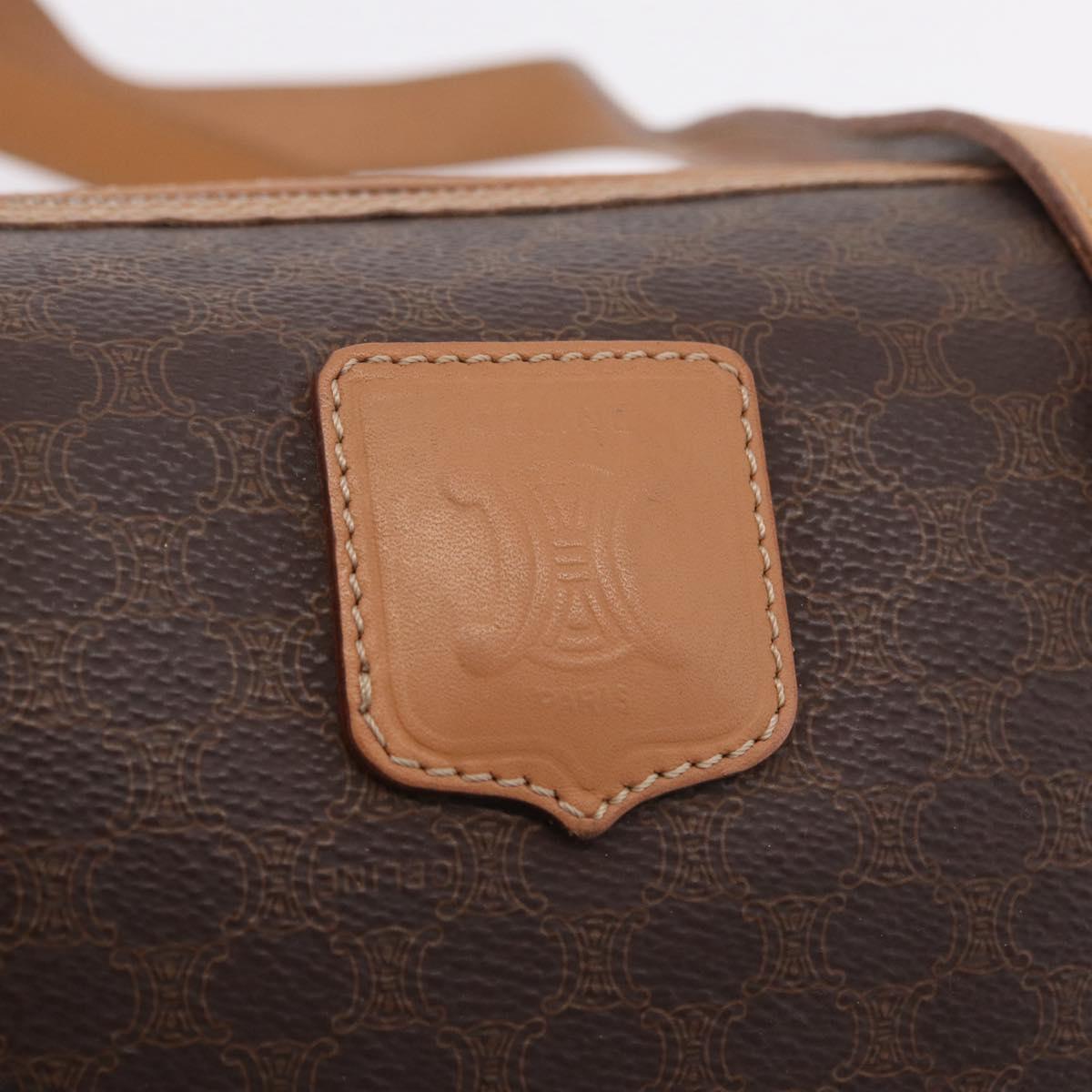 CELINE Macadam Hand Bag PVC Brown Gold Tone Auth 209086A