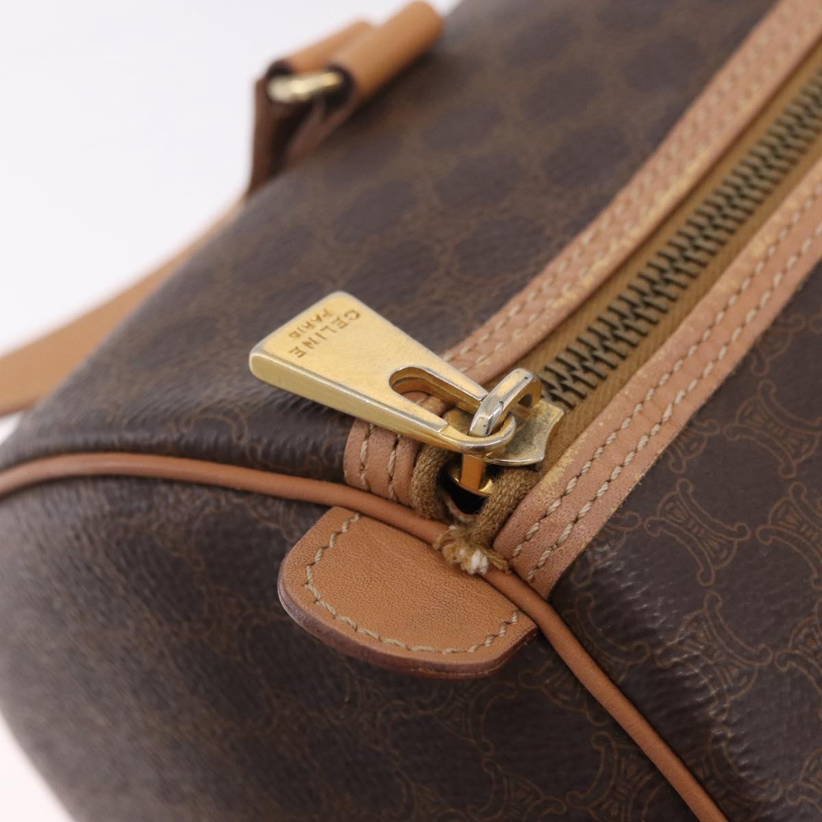 CELINE Macadam Hand Bag PVC Brown Gold Tone Auth 209086A