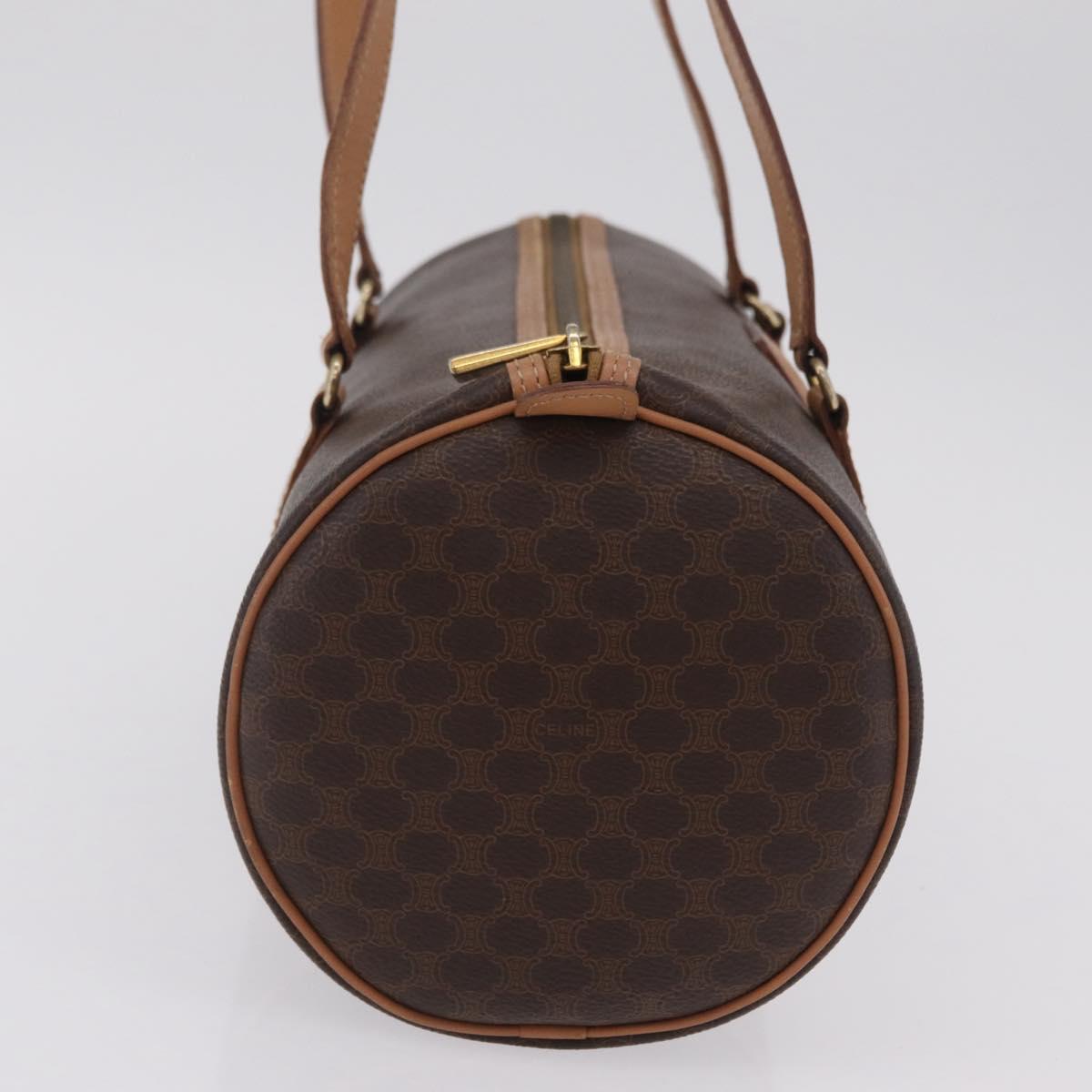 CELINE Macadam Hand Bag PVC Brown Gold Tone Auth 209086A