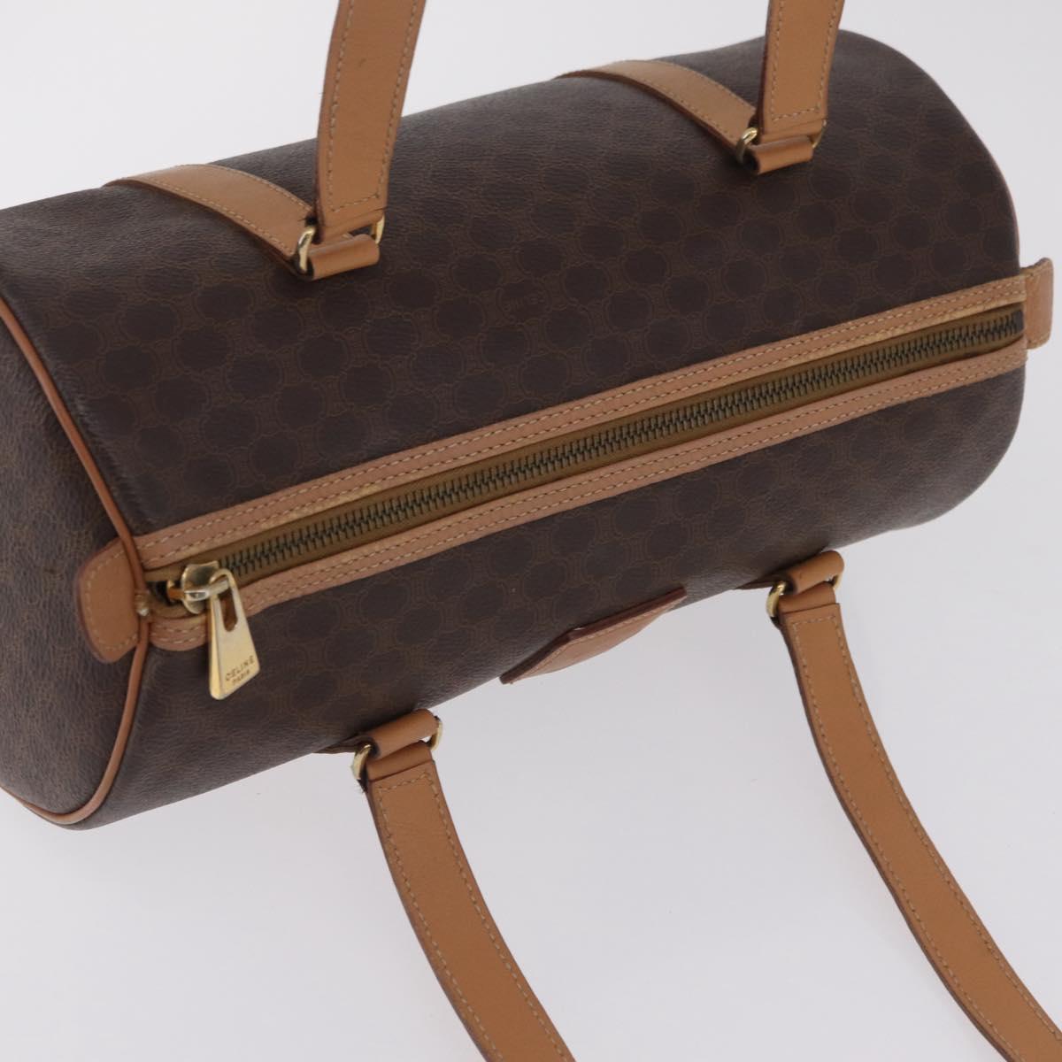 CELINE Macadam Hand Bag PVC Brown Gold Tone Auth 209086A
