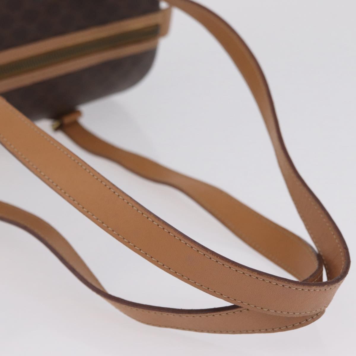 CELINE Macadam Hand Bag PVC Brown Gold Tone Auth 209086A