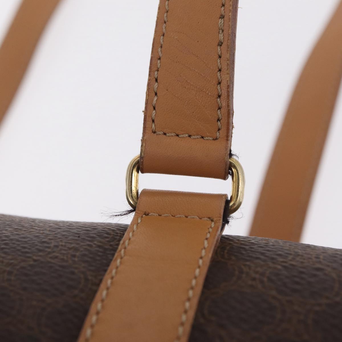 CELINE Macadam Hand Bag PVC Brown Gold Tone Auth 209086A