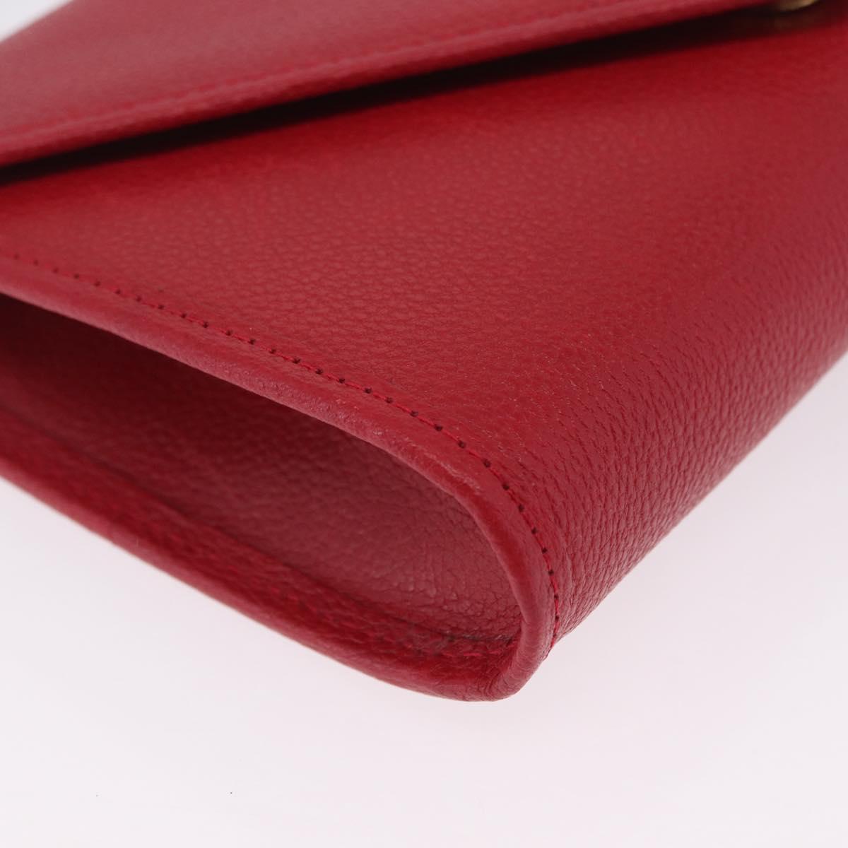 Saint Laurent Shoulder Bag Leather Red Gold Tone Auth 209090A