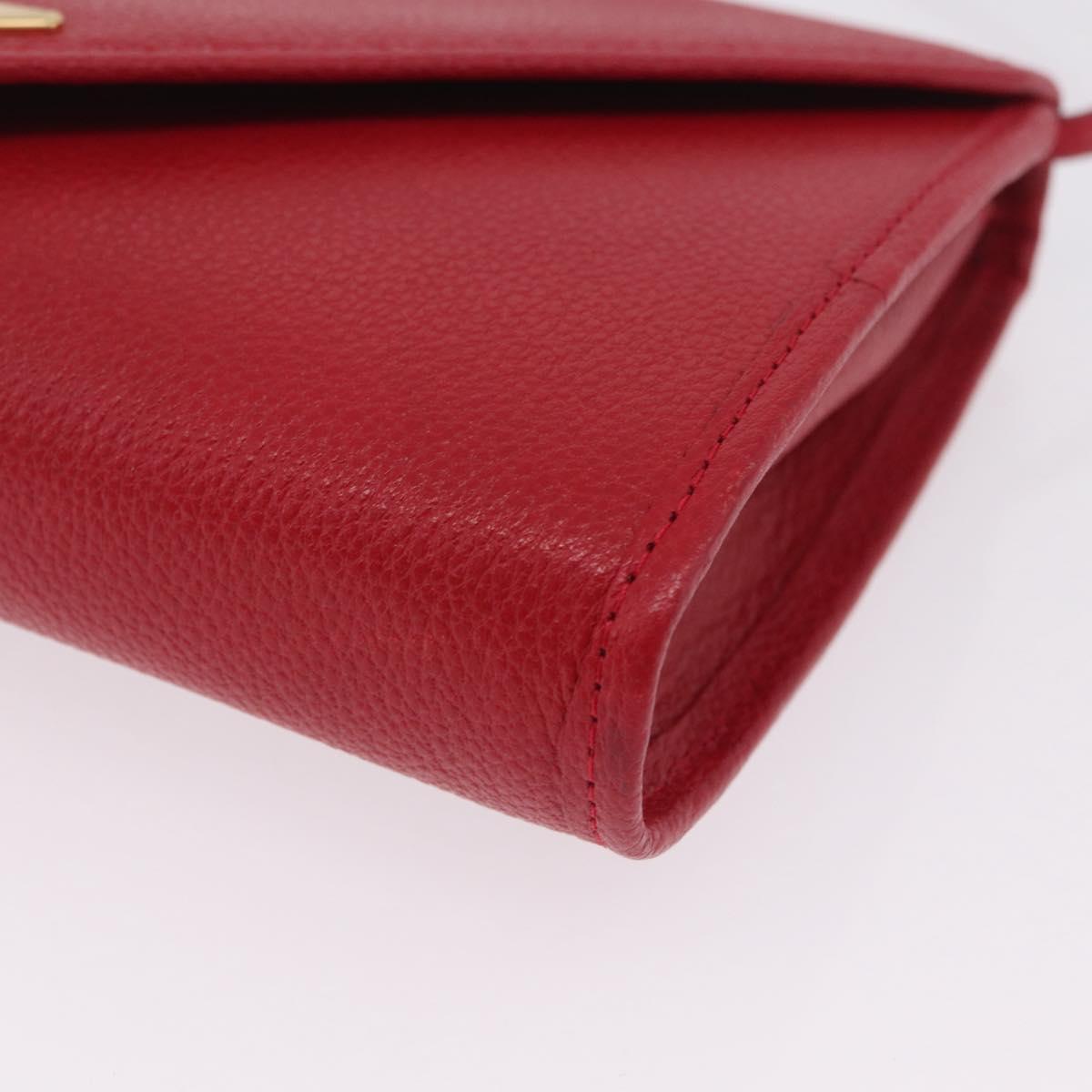Saint Laurent Shoulder Bag Leather Red Gold Tone Auth 209090A