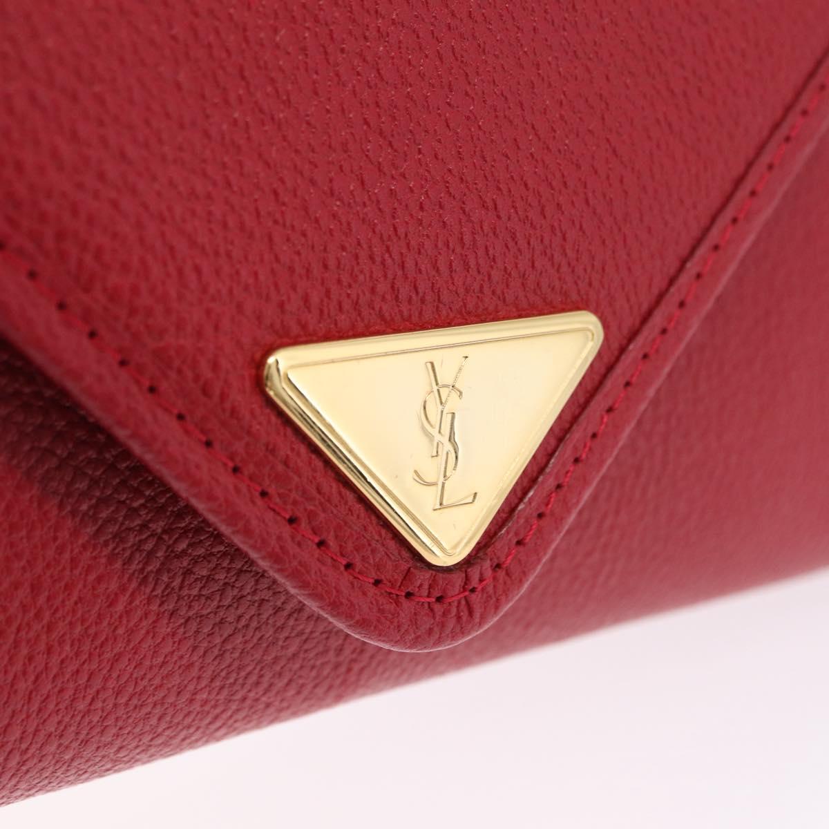 Saint Laurent Shoulder Bag Leather Red Gold Tone Auth 209090A
